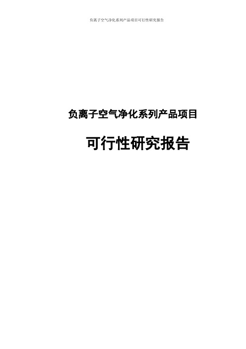 负离子空气净化系列产品项目可行性研究报告