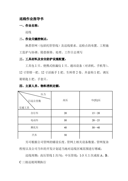 天然气管道巡线作业指导书