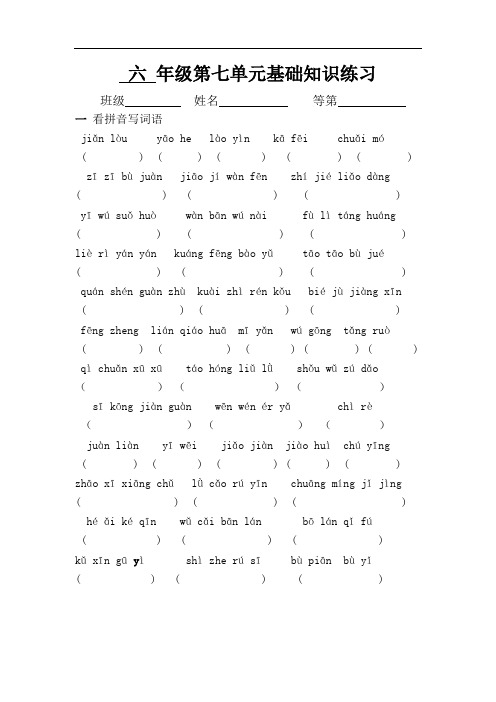 部编六年级下册语文 第七单元基础知识练习