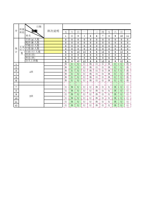 (完整版)呼叫中心排班表模板