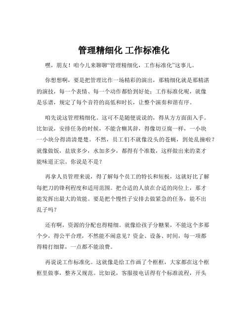 管理精细化 工作标准化