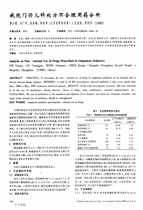 我院门诊儿科处方不合理用药分析