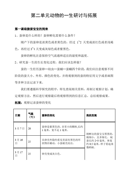 教科版小学科学三年级下册第二单元动物的一生研讨与拓展试题(含答案)