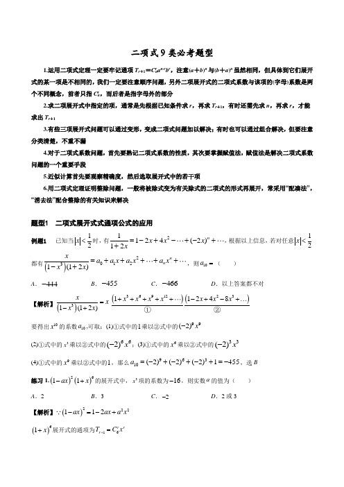 二项式9类必考题型