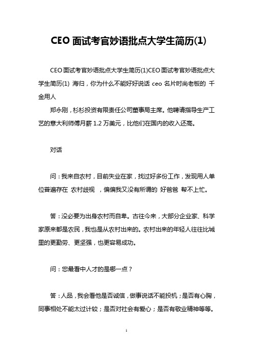 CEO面试考官妙语批点大学生简历(1)