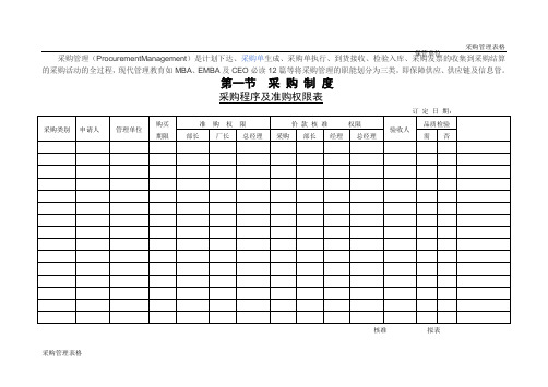 采购程序及准购权限表