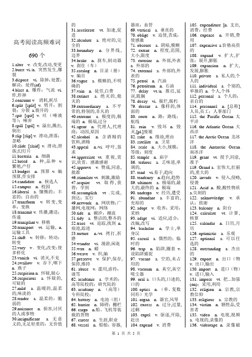 高考阅读高频难词690个