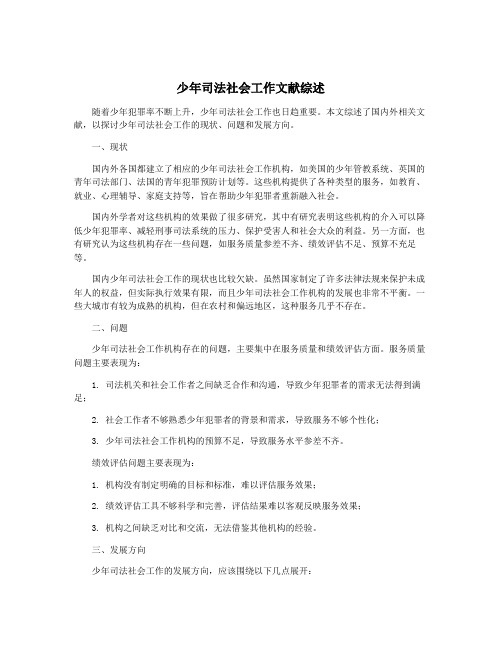 少年司法社会工作文献综述