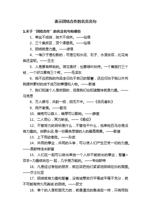 表示团结合作的名言名句