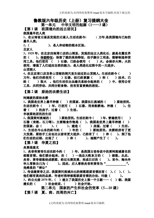 鲁教版六年级历史上册复习大全(供参考)