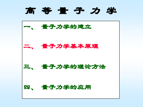 高等量子力学-基本原理-2要点