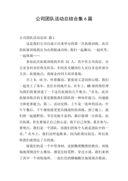 公司团队活动总结合集6篇