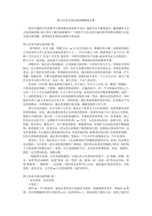 我与企业共成长演讲稿精选5篇