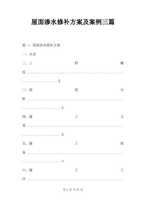 屋面渗水修补方案及案例三篇