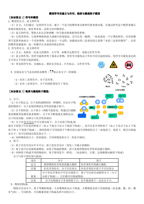 模型符号的建立与作用、物质与微观粒子模型