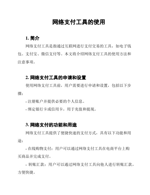 网络支付工具的使用