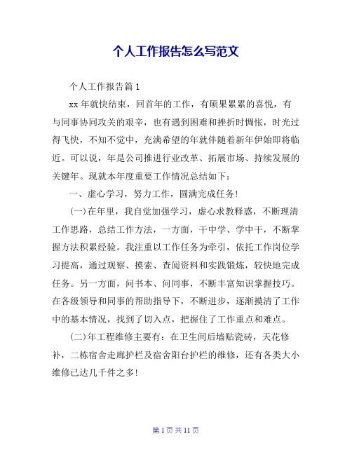 个人工作报告怎么写范文