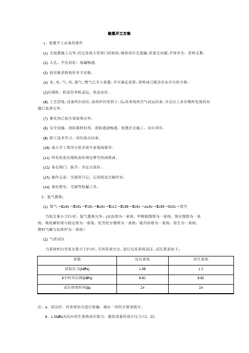 装置开工方案