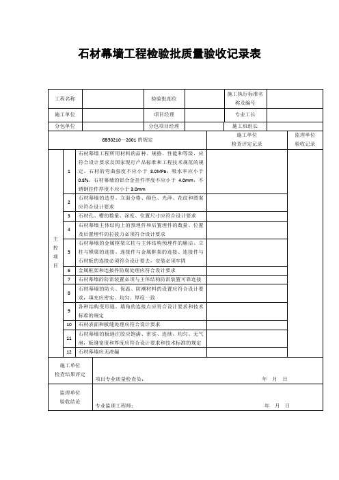 【工程文档】石材幕墙工程检验批质量验收记录表 (2)