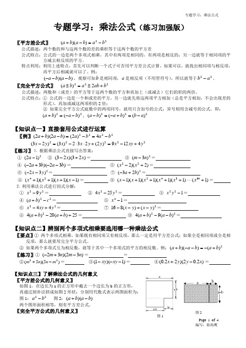 专题学习-乘法公式