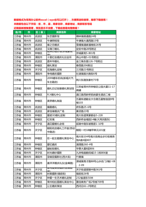 2020新版江苏省常州市婚庆公司工商企业公司商家名录名单联系电话号码地址大全372家