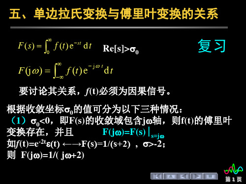 单边拉氏变换与傅里叶变换的关系