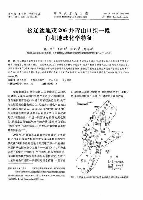 松辽盆地茂206井青山口组一段有机地球化学特征