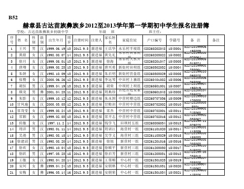 2012-2013年第一学期学生报名注册簿