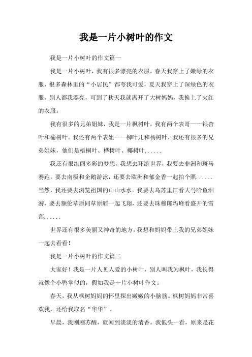 我是一片小树叶的作文