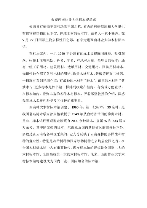 参观西南林业大学标本观后感