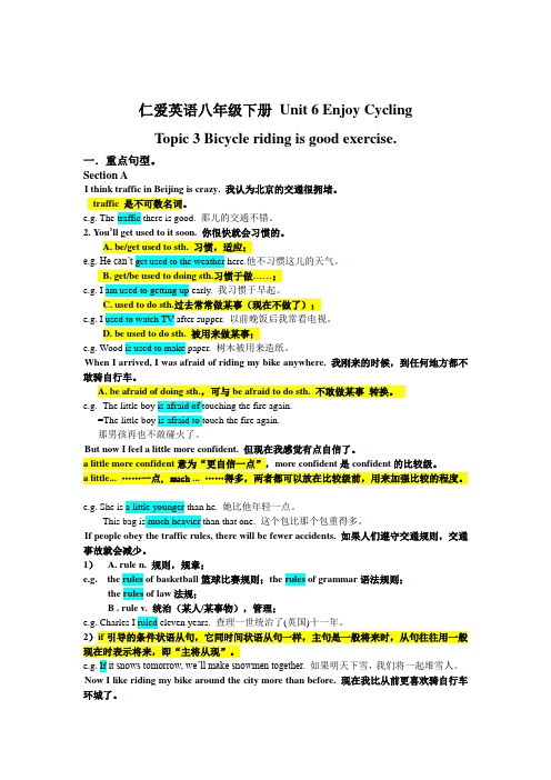 仁爱英语八年级下册 Unit 6 topic 3 重点知识点总结及练习