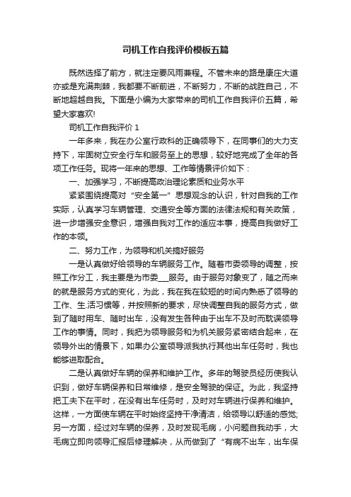 司机工作自我评价模板五篇