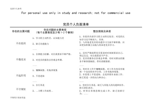 党员负面清单