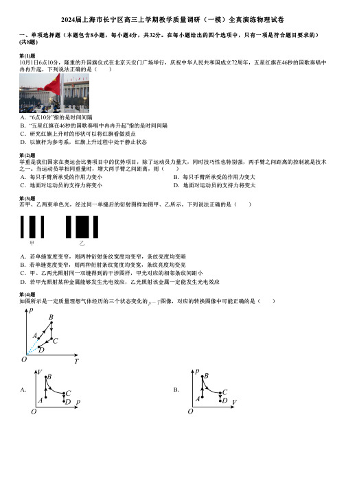 2024届上海市长宁区高三上学期教学质量调研(一模)全真演练物理试卷