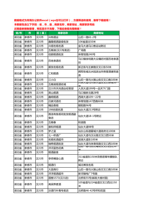 2020新版湖北省孝感市汉川市烟酒工商企业公司商家名录名单黄页联系电话号码地址大全203家