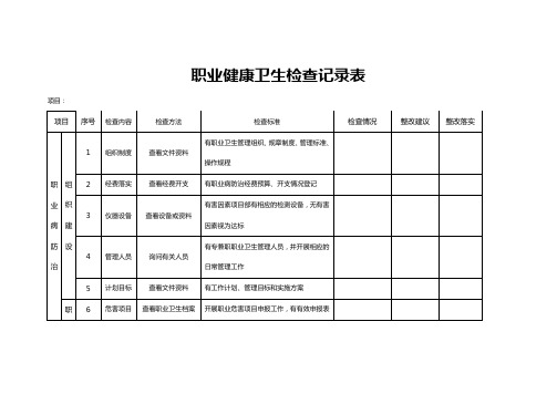 职业健康卫生检查记录表