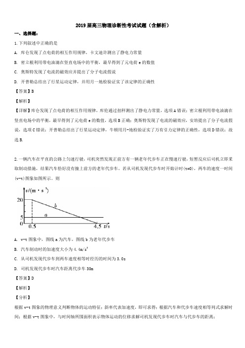 2019届高三物理诊断性考试试题【带解析】