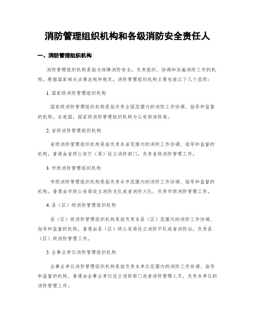 消防管理组织机构和各级消防安全责任人