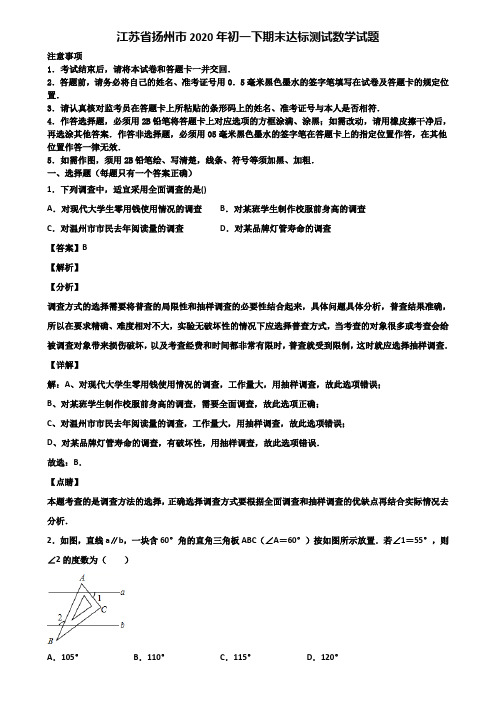 江苏省扬州市2020年初一下期末达标测试数学试题含解析