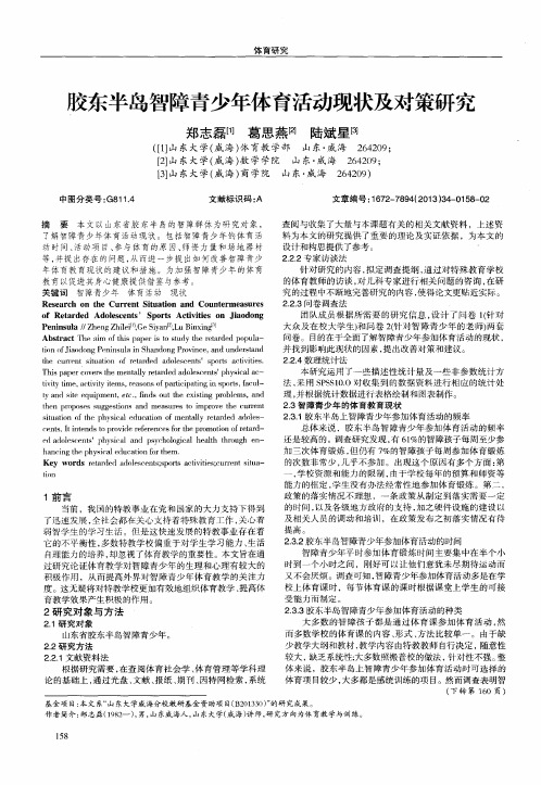 胶东半岛智障青少年体育活动现状及对策研究