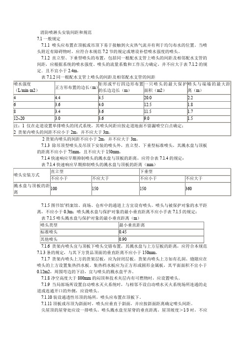 消防喷淋头安装间距和规范