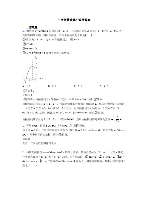 二次函数难题汇编及答案