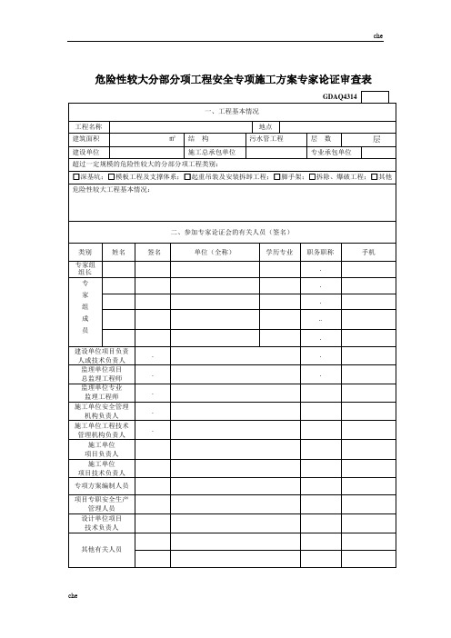 施工方案-危险性较大分部分项工程安全专项施工方案专家论证审查表