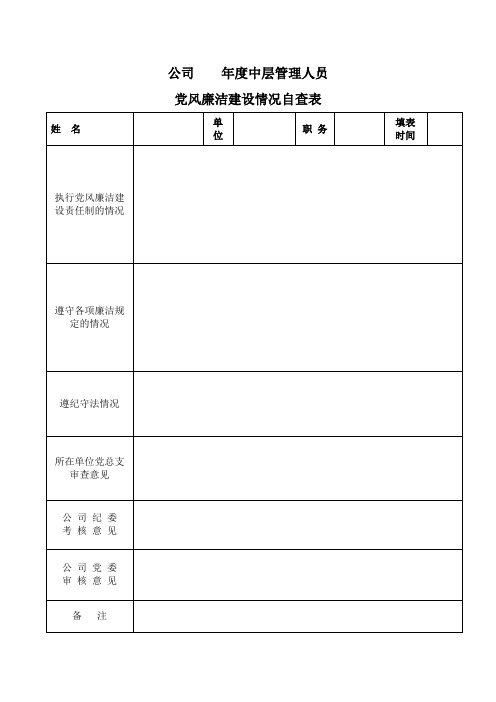 党风廉洁建设表格汇总