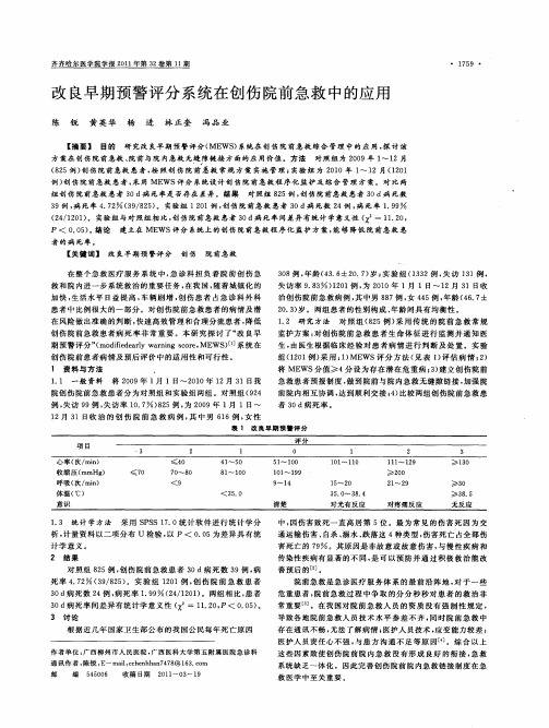 改良早期预警评分系统在创伤院前急救中的应用