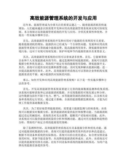 高效能源管理系统的开发与应用