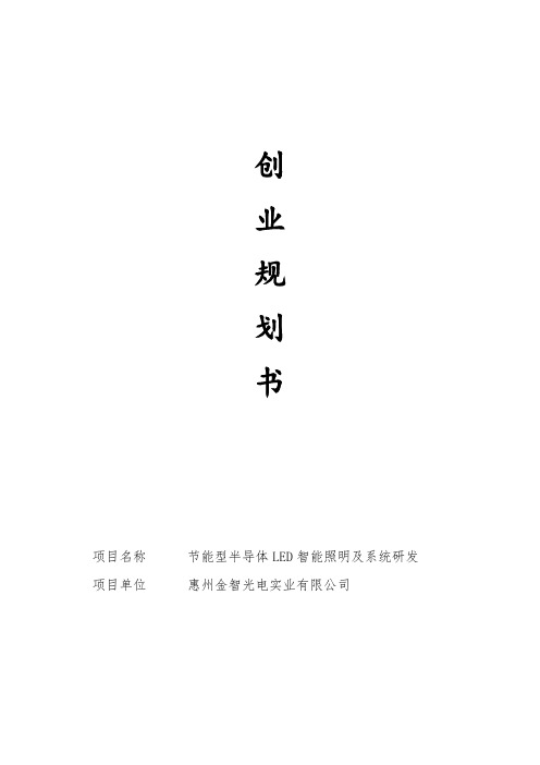 LED智能照明创业规划书