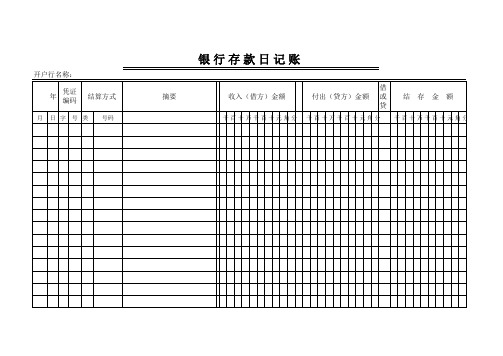 银行存款日记账模板