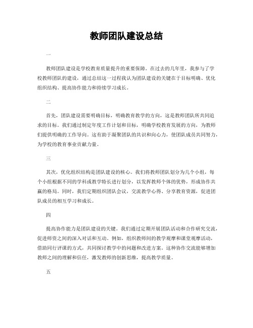 教师团队建设总结