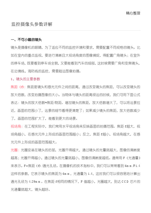 监控摄像头参数详解